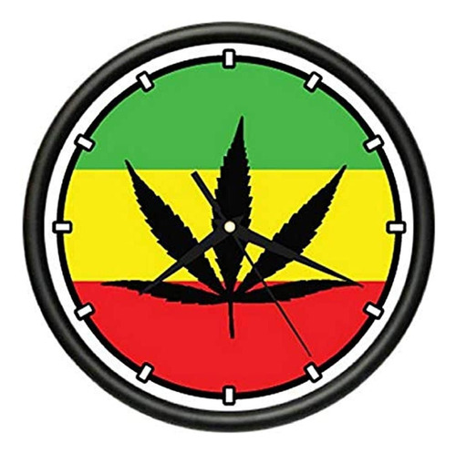 Reloj De Bandera Rasta Hoja De Malezas Jamaicana Reggae Bob 