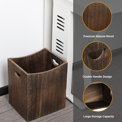 Basurero Rectangular De Madera 5.3 Galones Con Asas