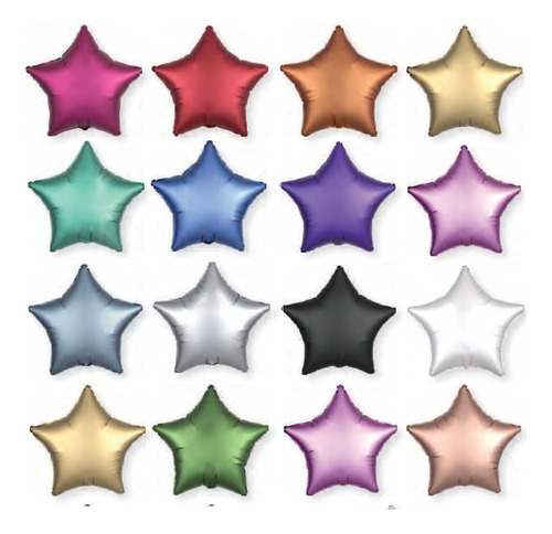 10 Globos Estrella Cromadas Chrome Satinadas 19 47.5 Cm