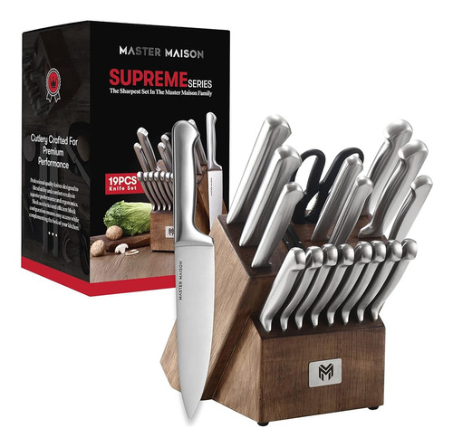 Master Maison 19-piece Premium Kitchen Knife Block Set, Bloq