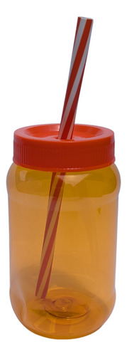 100 Vasos De Fiesta Neón Con Tapa Popote Cilindros Reusables Naranja Mandarina