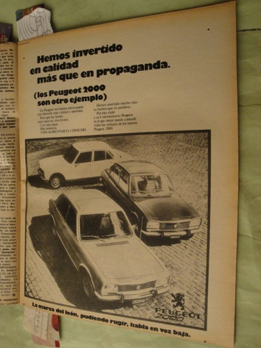 Publicidad Peugeot 504 2000 Año 1976