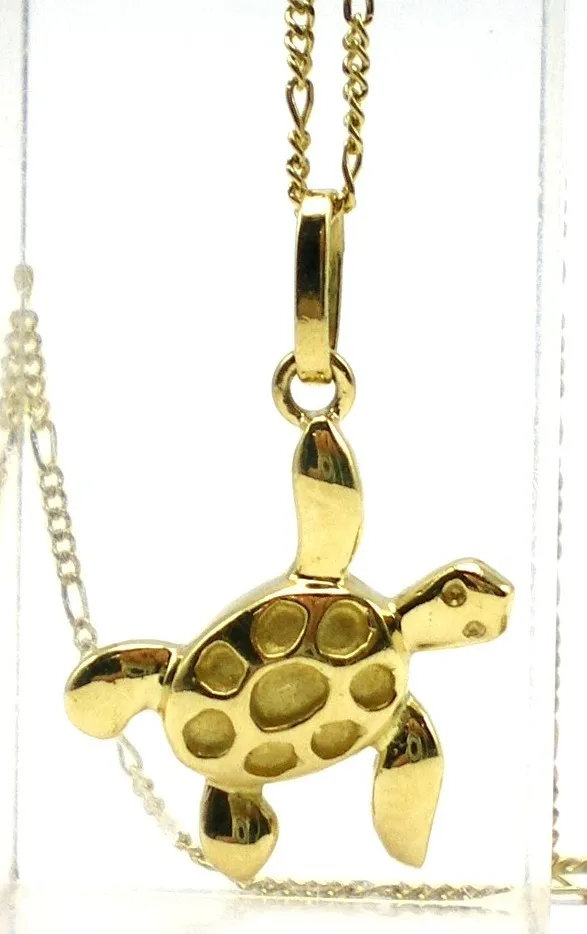 Cadena Y Dije De Tortuga De Oro 18 Kt