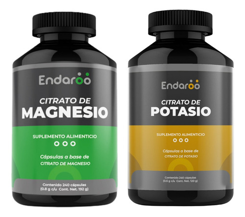 Citrato De Magnesio Y Citrato De Potasio - 240 Caps. Endaroo Sabor Sin Saborizantes