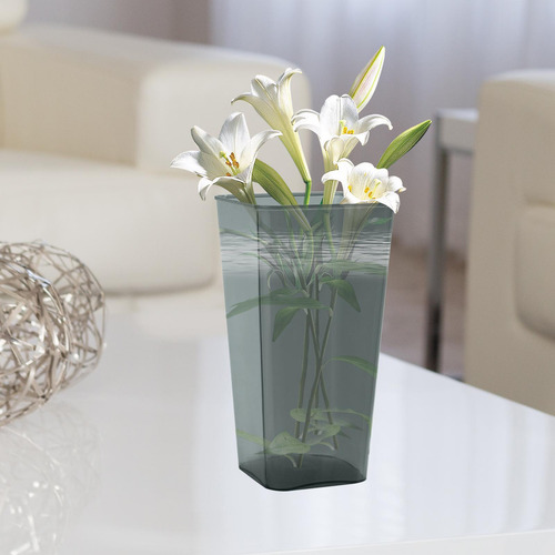 Florero Acrílico, Cubo De Flores, Alto, Gris L