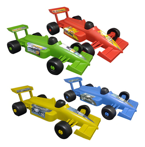 Kit 4 Carrinho Corrida Fórmula 1 Plástico Brinquedo Super F1 Cor Colorido