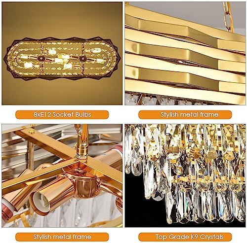 Candelabros De Cristal Modernos Dorados Para Comedor Lámpara