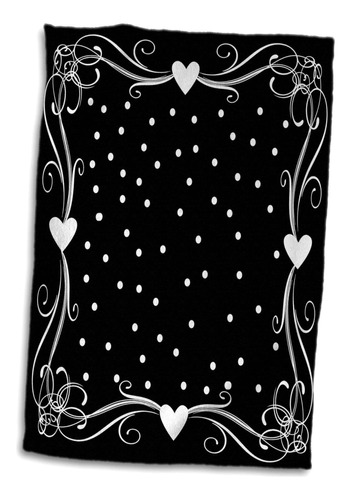 Toalla 3d Con Lunares Blancos Y Rosas Sobre Negro Twl__1, 15