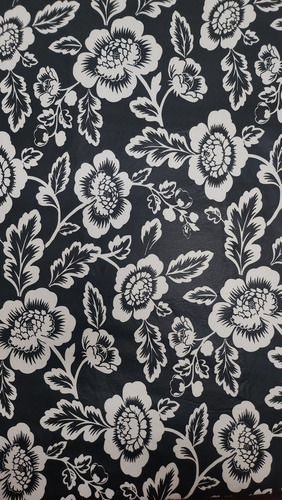 Mantel Mesa Rectangular 1.4x5m Impermeable Cuerina Afelpada Flores Negras
