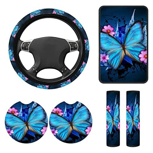 6 Piezas De Accesorios De Automóvil De Mariposa Azul M...