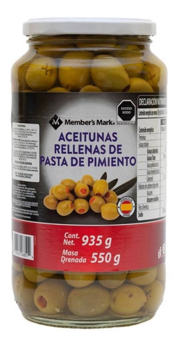 Aceitunas Verdes Españolas Member's Mark Con Pimiento 935 Gr