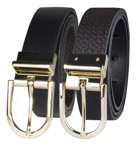 Cinturón Calvin Klein Reversible Negro/marrón Para Mujer Tal