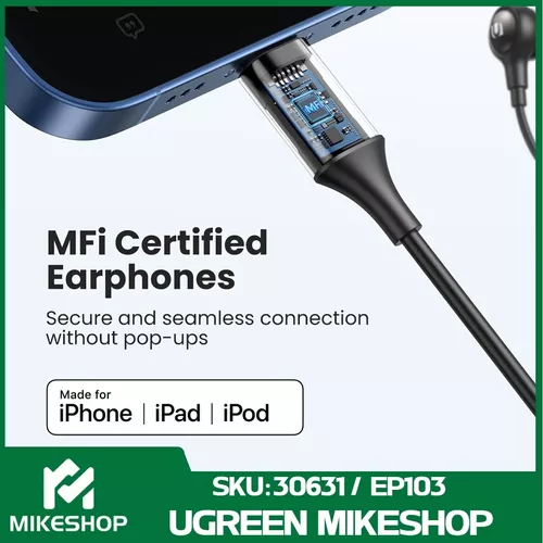 Auriculares para iPhone, auriculares Lightning con cable para iPhone 13,  14, 12 Pro Max, con certificación MFi Lightning con micrófono y control de