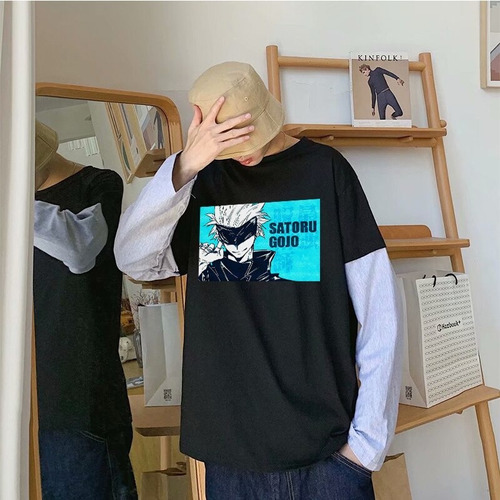 Camiseta De Manga Larga Con Estampado De Anime Jujutsu Kaise