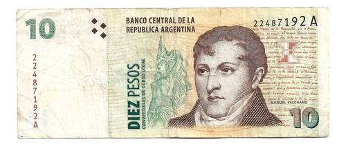 Liquido Billete Argentina 10 Pesos Convertibles C/ Leyenda