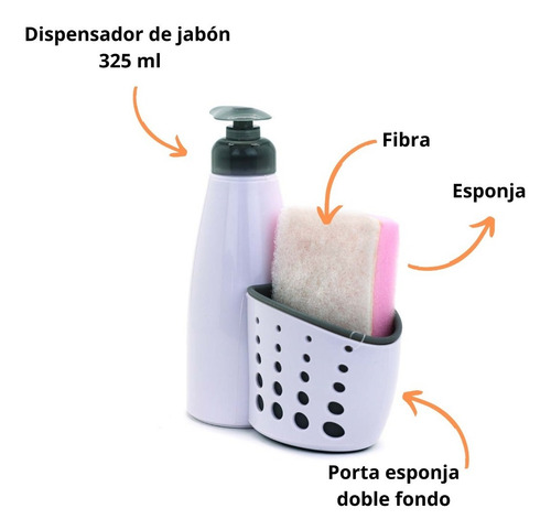 Imagen 3 de 7 de Good & Good, Dispensador De Jabón Con Porta Esponja