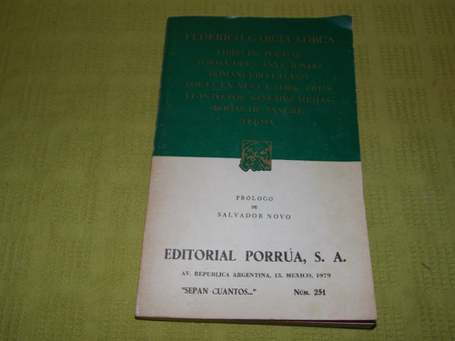 Libro De Poemas - Federico García Lorca - Porrúa