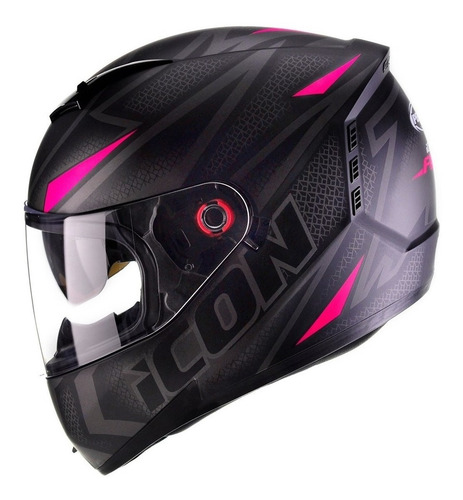 Imagem 2 de 6 de Capacete Feminino Moto Peels Icon Fast Preto Rosa C/ Óculos