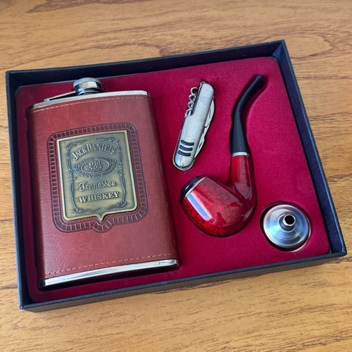 Kit Cantil Porta Bebidas Cachimbo Abridor Aço Inox Canivete