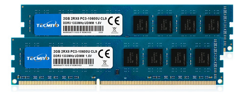 Memoria Ram Tecmiyo 4gb Ddr3-1333mhz Udimm Pc3 10600 (2x2gb)