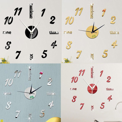 Reloj De Pared 3d Con Números De Espejo, Letras, Decoración