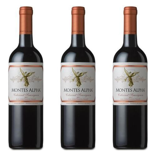 Vinho Montes Alpha Cabernet Sauvignon 750ml Kit Com 03 Unid