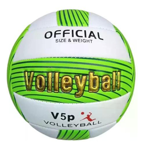 Pelota De Voleibol Blanco Con Verde Ak Sport N5 Audioimport