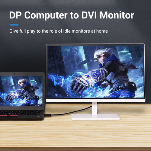 Cable Vention Display Port A Dvi 1 Metro Adaptador Reforzado Full Hd 1080p 60hz Dp Pc Notebook Dp A Monitor Hafbf
