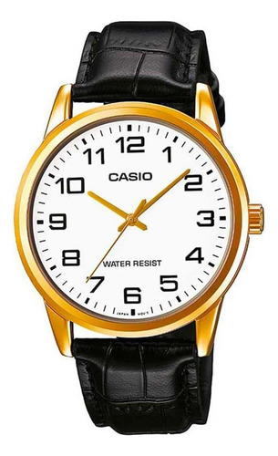 Reloj Casio De Cuarzo De Cuero Negro Mtpv001gl-7b Para