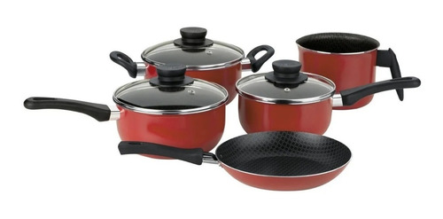 Conjunto Com 5 Panelas Antiaderente Em Aluminio Multiflon
