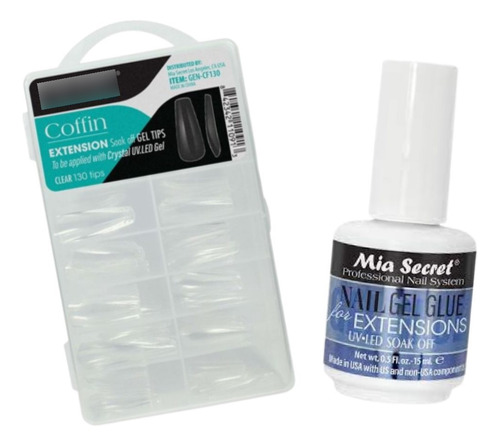 Kit Para Soft Gel/press On Mia Secret. Adhesivo + Tips