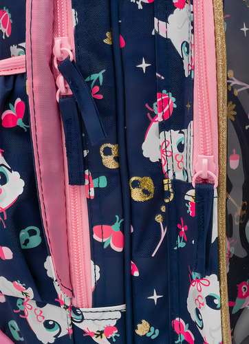 Mochila Lhama Secret School con ruedas, color azul marino