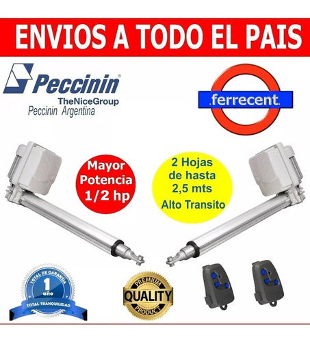 Kit De Automatización De Portones Pivotantes Peccinin Flash