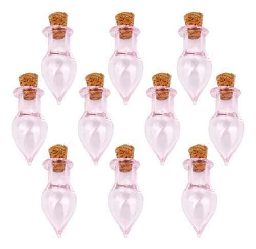 10 Botellas De Corcho De Vidrio Rosa Con Forma De Lágrima, F