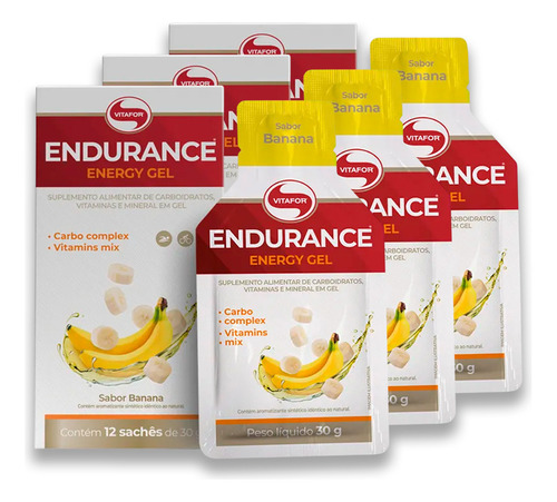 Kit 3 Endurance Energy Gel Vitafor Banana