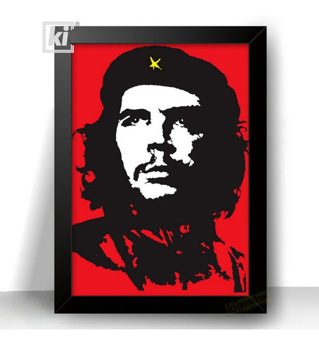 Quadro Comunista Che Guevara Decorativo Com Moldura 44x32cm