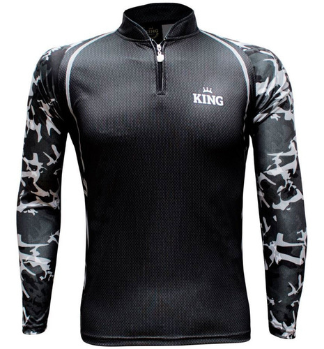 Imagem 1 de 3 de Camiseta De Pesca King Brasil Manga Longa Camuflada