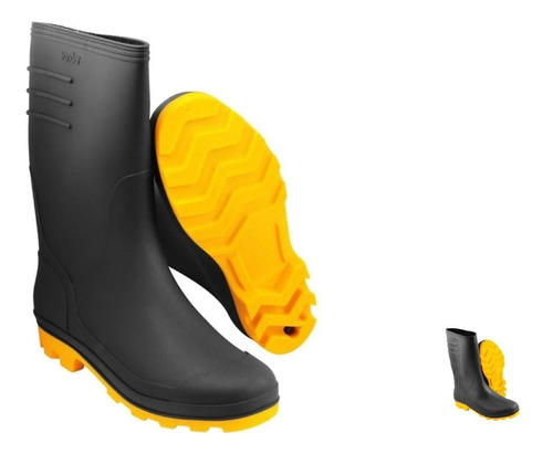 Bota Borracha Pvc Galocha De Chuva Solado Amarelo Motoqueiro