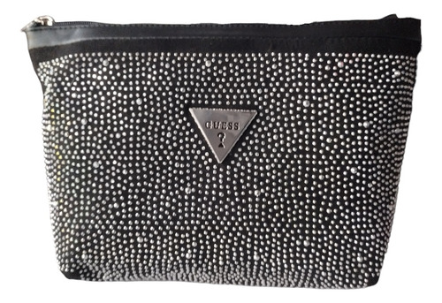 Cosmetiquera Guess Con Pedrería Negro Casual Dama 