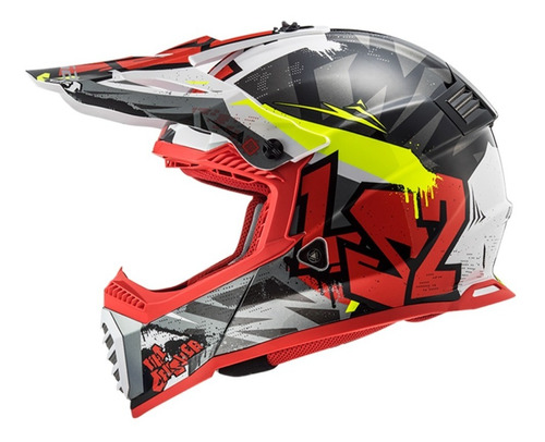 Casco Moto Cross Ls2 437 Fast Crusher Black Red