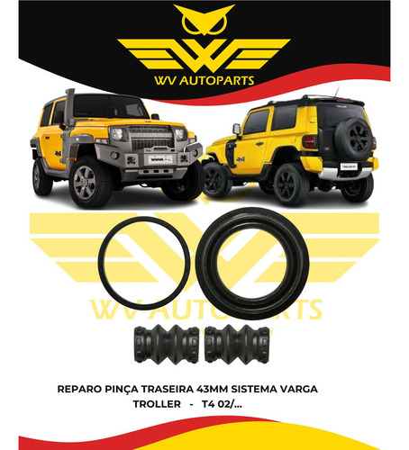 Reparo Pinça Traseira Troller T4 43mm Sist Varga T4 02...
