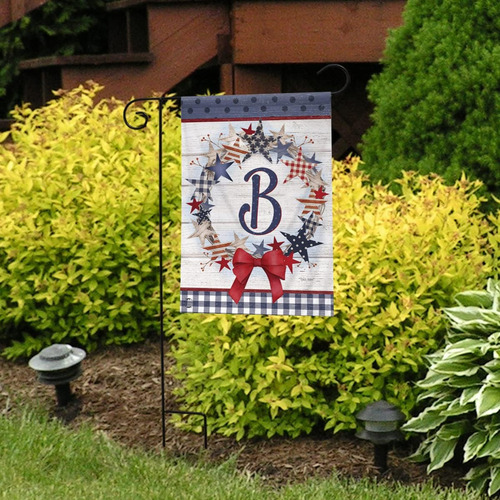 Bandera De Jardín Con Monograma B De Corona Americana Patrit
