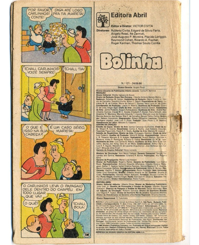 Hq Bolinha N° 121 - 1986 - Editora Abril - Gibi Revistinha (Usado)