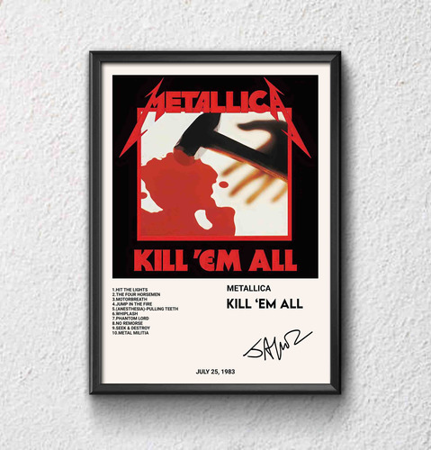 Cuadro Metallica Kill 'em All Madera & Vidrio (35x47)02