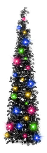 Arbol De Oropel De Color Negro Para Navidad Tamaño De 5 Pie