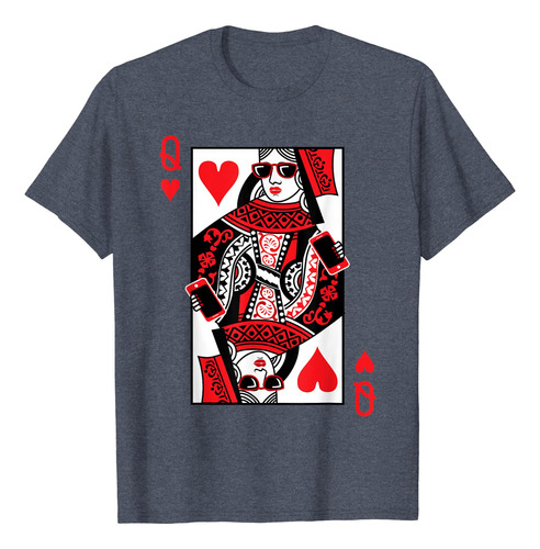 Camiseta Queen Of Hearts Para Hombre Azul Jaspeado Talla S