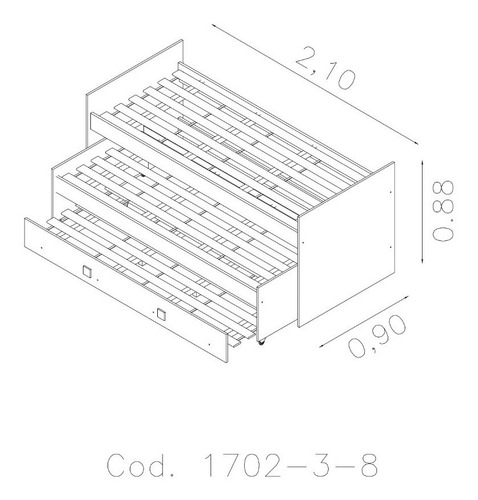 Cama Nido Triple Superpuesta 3 En 1 - Camas Cuchetas 1 Plaza (80 Cm) - 1702-3-8