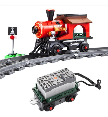 Tren Electrico C/r De Bloques Armable Compatible Con Lego