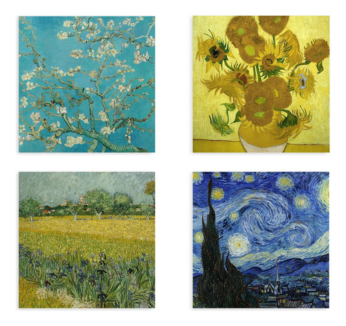 Impresión Canvas 4pzas Arte Van Gogh Sin Marco