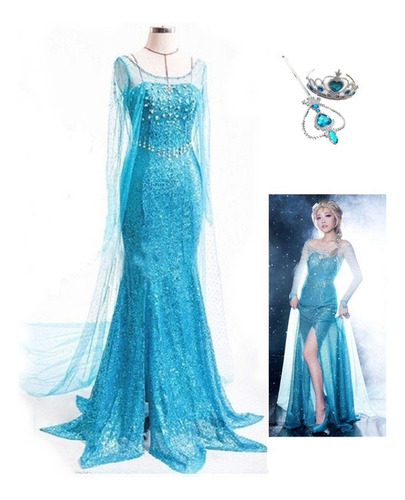 Vestido Frozen De Princesa Elsa For Adultos, 3 Unidades